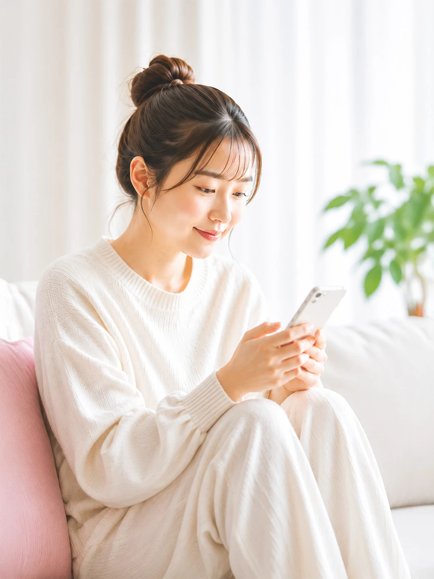 スマホで相談する女性